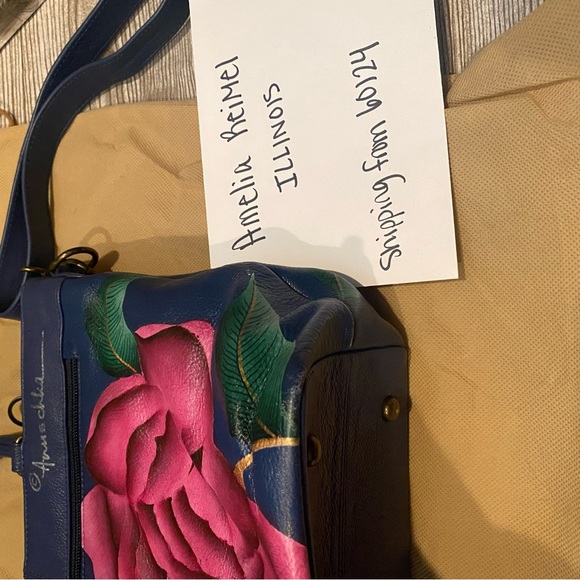 Anuschka Large Crossbody Satchel in Moonlit Peonies with Matching Wallet - Picture 7 of 15